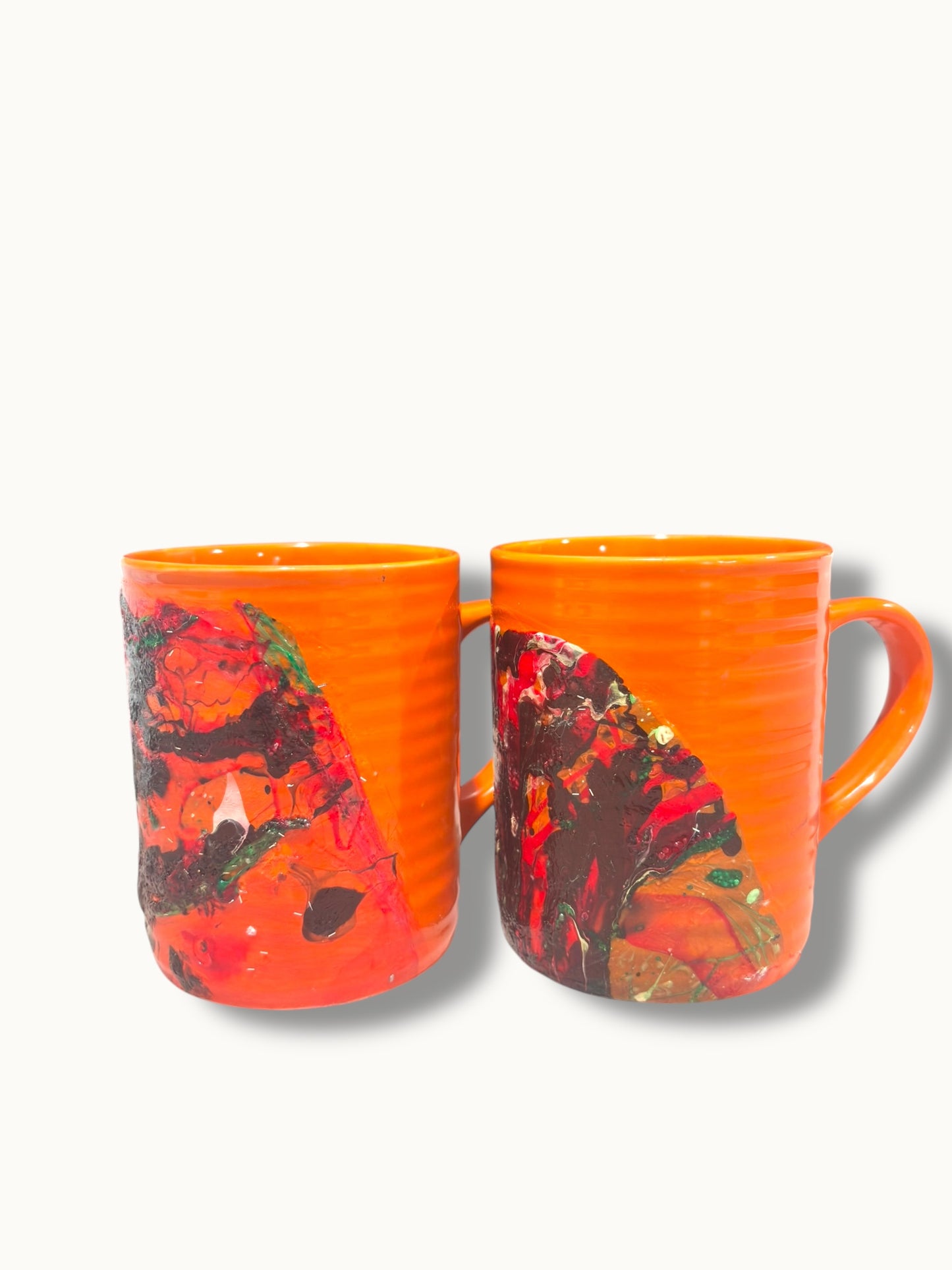 Orange Mug Set Abstract