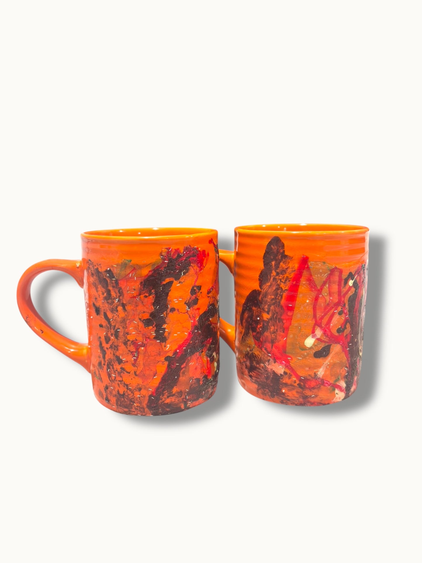 Orange Mug Set Abstract